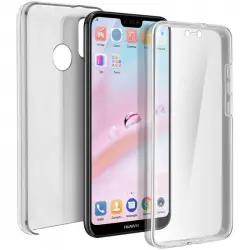 Avizar Funda Doble Silicona Transparente para Huawei P20 Lite