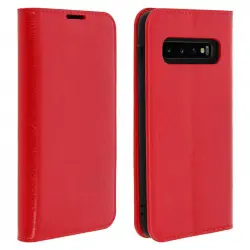 Avizar Funda Libro Cartera de Cuero Roja para Samsung Galaxy S10 Plus