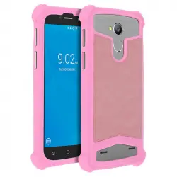 Avizar Funda Silicona Efecto Cuero Rosa para Smartphones 5" a 5.3"