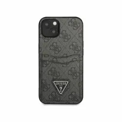 Funda Rígida Guess Para Apple Iphone 13 Modelo Saffiano 4g Negro Con Logo Triángulo Guhcp13mp4tpk