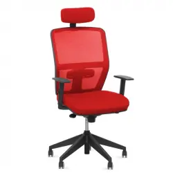 Oficinas Montiel JM Silla Ergonómica con Respaldo Malla y Cabezal Roja