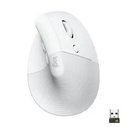 Ratón - Logitech Lift Vertical Ergonómico, Inalámbrico, 4000 ppp, Blanco