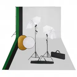 VidaXL Kit de Estudio Fotográfico con Lámparas, Fondo y Reflector