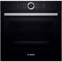 Horno - Bosch SERIE8 HBG675BB1, 71l, multifunción, cristal negro, 13 funciones, pirolítico, A+