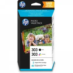 HP 303 Photo Value Pack 40 Hojas Papel Fotográfico para HP Envy