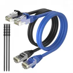 Max Connection Pack 2 Cables de Red UTP RJ45 Cat.6 24AWG 1m + 15 Bridas Colores Surtidos