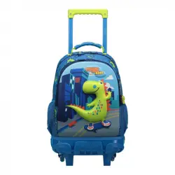 Mochila Escolar Totto Pequeña Con Ruedas Little Dino Azul