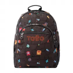 Mochila Escolar Totto Estampado Videojuego Crayoles Negro