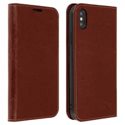 Avizar Funda de Cuero Marrón para iPhone XS Max