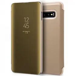 Cool Funda Flip Cover Clear View Dorado para Samsung Galaxy S10