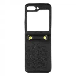 Funda Para Samsung Galaxy Z Flip 5 Diseño Floral Colección Mandala Blossom Negro