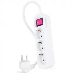 Nanocable Regleta de Enchufes con 3 Tomas Tipo F con Interruptor 1.4m Blanco