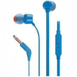 Auriculares de botón - JBL T110, De botón, Con cable, Pure Bass, Jack 3.5 mm, Azul