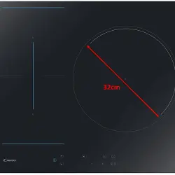 Encimera - Candy CTP634C, Inducción, Zona Flex + Paellero 32 cm, Bloqueo seguridad, Temporizador, Función Pausa, Negro