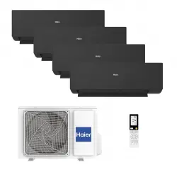 Haier - Aire acondicionado Multisplit 4x1 Haier Inverter con 2.408 frig/h + 2.408 frig/h + 2.408 frig/h + 3.010 frig/h - Expert Negro 4x.