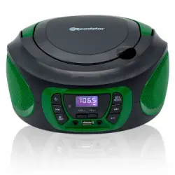 Radio Cd Player Portátil Digital Fm Pll, Reproductor Cd-mp3 Usb Stereo, Aux-in Toma Auriculares Verde Roadstar Cdr-365u/gr