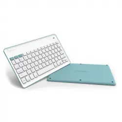 SilverHT Wireless BT Teclado Inalámbrico Azul y Blanco para Tablets