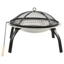 Brasero Y Barbacoa 2 En 1 Atizador Acero Inoxidable 56x56x49 Cm Vidaxl