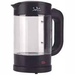 Hervidor de agua - Jata HA702, 1.2L, 1500 W, Cristal, Libre BPA, Base con giro 360º, Recogecables, Negro