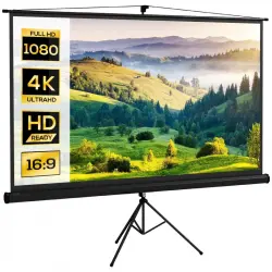 Homcom Pantalla De Proyector Manual Con Soporte 100 Pulgadas 221x124 Cm Negro