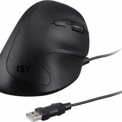 Ratón - ISY IEM-2000, Ergonómico, 5 botones, Con cable, Sensor óptico, Hasta 3200 dpi, Negro