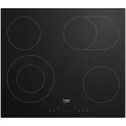 Beko HIC 64403 T Placa Vitrocerámica 4 Zonas con Duo y Zona Extensible Cristal Negro