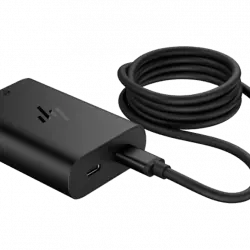 Cargador portátil - HP, 65W, 2 USB-C, Carga rápida, Alimentación universal, Negro