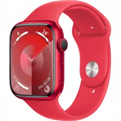 Apple Watch Series 9 (2023), GPS, 45 mm, Gesto de doble toque, Caja aluminio roja, Correa deportiva (PRODUCT)RED, Talla M/L