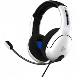 Auriculares gaming - PDP LVL50, De diadema, Con cable, Para PS4/ PS5, Micrófono, Jack 3.5 mm, Blanco