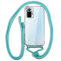 Cool Funda Transparente con Cordón Celeste para Xiaomi Redmi Note 10/ Note 10S