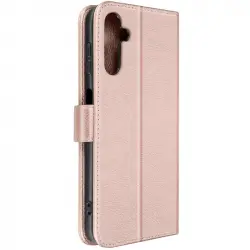 Funda Para Samsung Galaxy A14 Tarjetero Soporte Vídeo Rosa Dorado