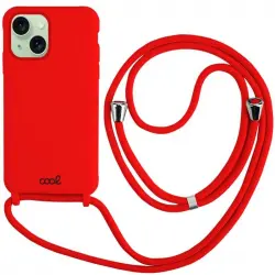 Cool Funda Cordón Liso Rojo para iPhone 15 Plus