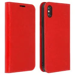 Avizar Funda de Cuero Roja para iPhone XS Max