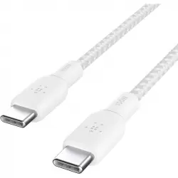 Belkin BoostCharge Cable USB-C a USB-C Doble Trenzado PD 100W 2M Blanco