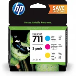 HP 711 Pack 3 Cartuchos de Tinta Original Cian/Magenta/Amarillo