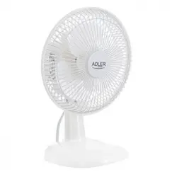 Ventilador Escritorio Inclinable 15 Cm, 2 Velocidades, Ángulo Ajustable 16o, Flujo Aire 30 M3/s Blanco 30w Adler Ad 7301