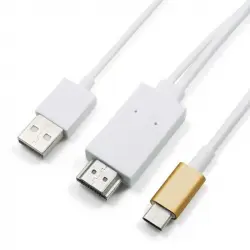 OcioDual Cable Adaptador 4K de USB Tipo C a HDTV con Alimentación Blanco para PC Portátiles TV