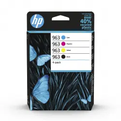 HP - Pack 4 Cartuchos De Tinta Original 963 Negro + Multicolor (6ZC70AE)