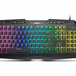 Teclado gaming - Krom Kyra RGB, USB, Retroiluminado, Anti-ghosting, QWERTY, Teclas WASD, Negro