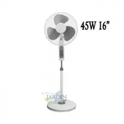 Ventilador De Pie 16" 45w 3 Velocidades Y Altura Regulable, Color Gris