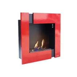 Chimenea De Etanol Diseño Mural En Color Rojo