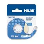 Cinta adhesiva Milan transparente con dispensador azul 19x33 mm