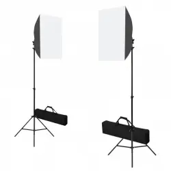 vidaXL Lámparas de Estudio Profesional 40x60cm Acero Negro Pack 2 Unidades