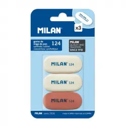 Milan Oval 124 Blíster 3 Gomas de Borrar Miga de Pan