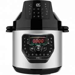 Robot de cocina - Cecotec GM H Fry, 1000 W, 6 L, 27 modos, 11 temperaturas, 5 presiones, Programable 24 horas, Incluye cabezal aire caliente, Negro