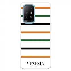 Funda Para Oppo A94 5g Del Venezia Fondo Blanco Rayas - Licencia Oficial Venezia Football Club