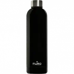 Botella - Puro H&C PUSB047, 0.75 l, Acero inoxidable, Eco-Friendly, Sin BPA, Vacío con aislamiento, Negro