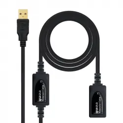 Nanocable Cable Prolongador USB 2.0 Tipo A Macho/Hembra 10m Negro