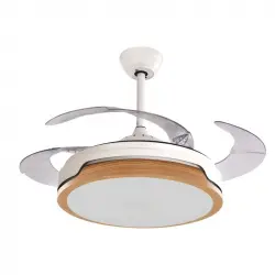 Sulion Yang Ventilador de Techo Motor DC con Luz LED y Mando 35W 107cm Blanco/Madera