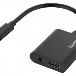 Adaptador - Hama 00200319, De conector USB-C a enchufe Jack 3.5 mm / USB-C, Negro